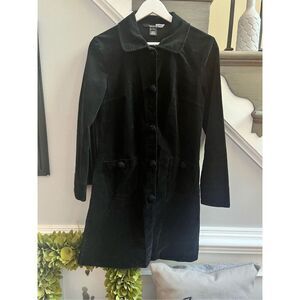 Kenzi Jeans Black Corduroy Button Up Jacket Dress sz 4 EUC